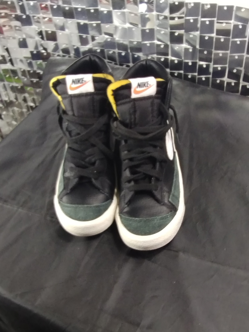Nike Kids' High-Top Sneakers in Black and Green